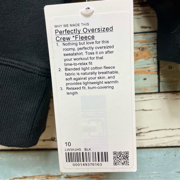 NWT Lululemon Perfectly Oversized Crew Fleece Sweatshirt Size 10 Black Sold Out - Picture 7 of 9